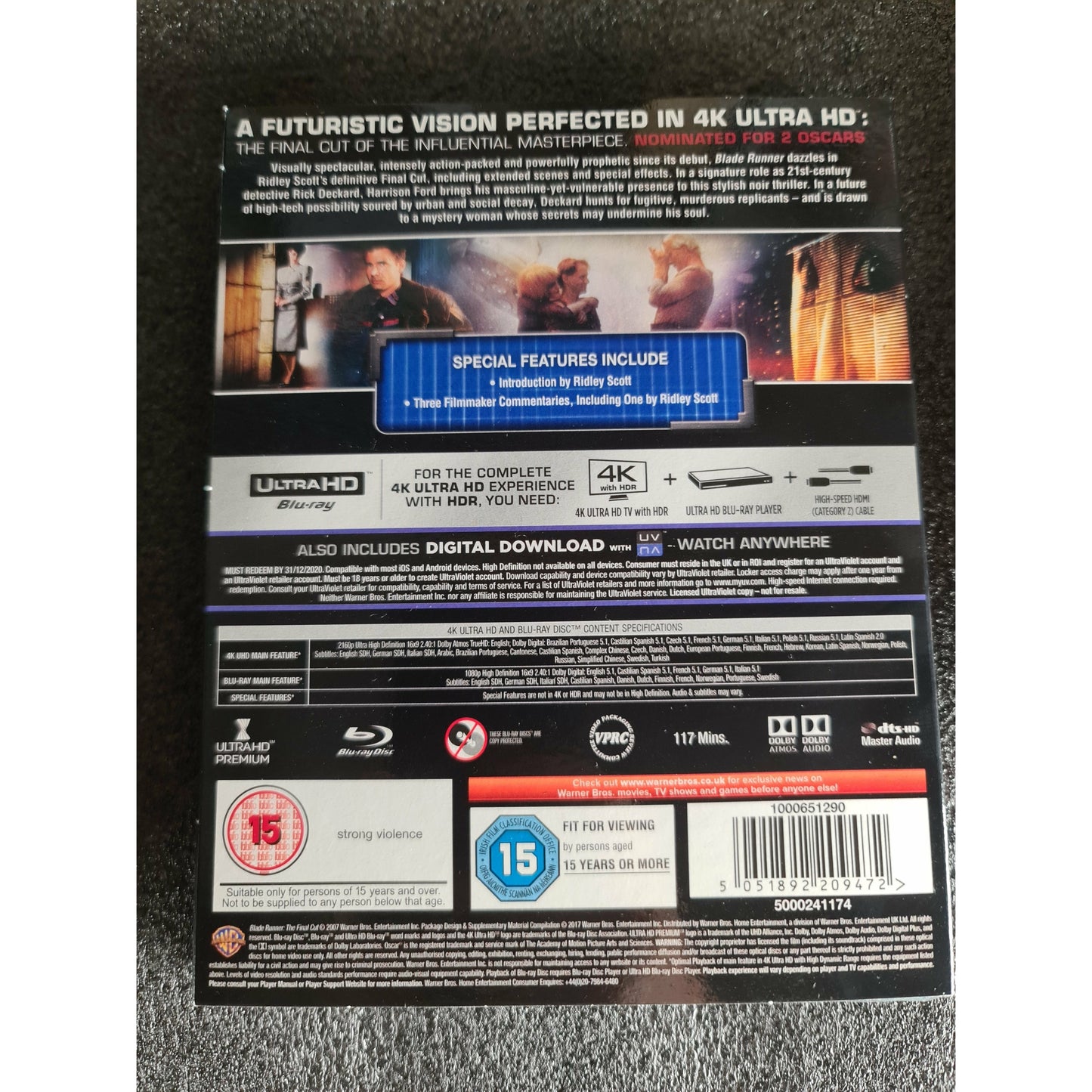 Blade Runner  4K VF Ultra HD + Blu-ray / The Final Cut Avec Sleeve cover Sans région