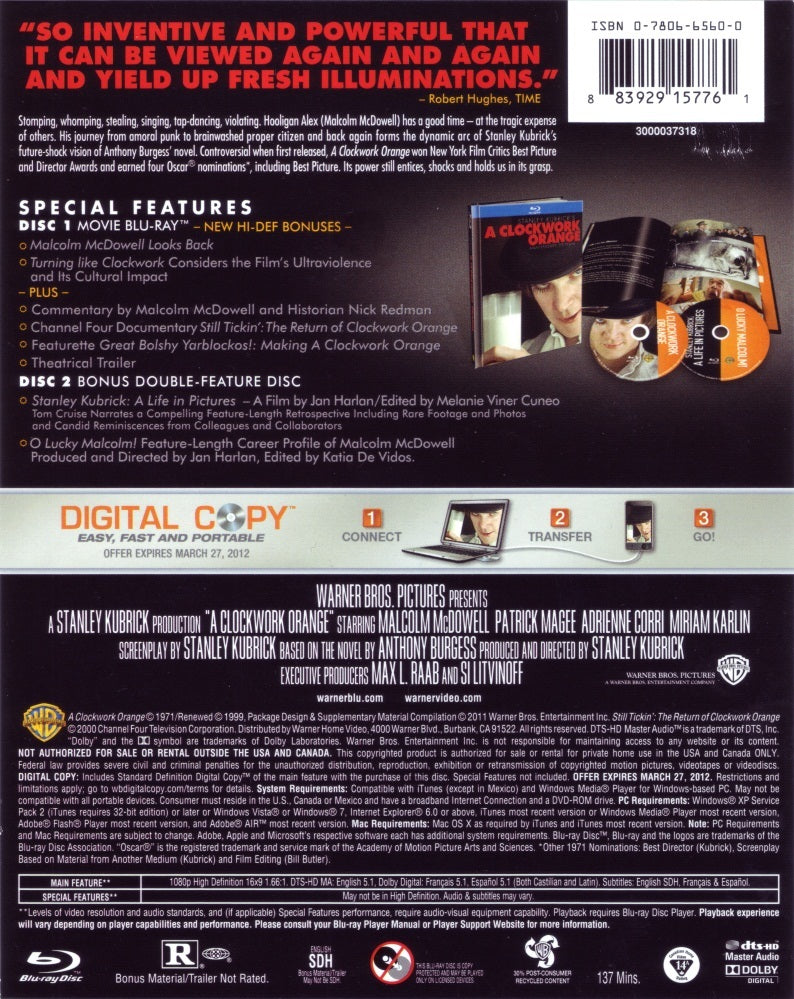 Orange mécanique Blu-ray Digibook 40ème Anniversaire Edition Limitée _Import USA Zone Free __  VF