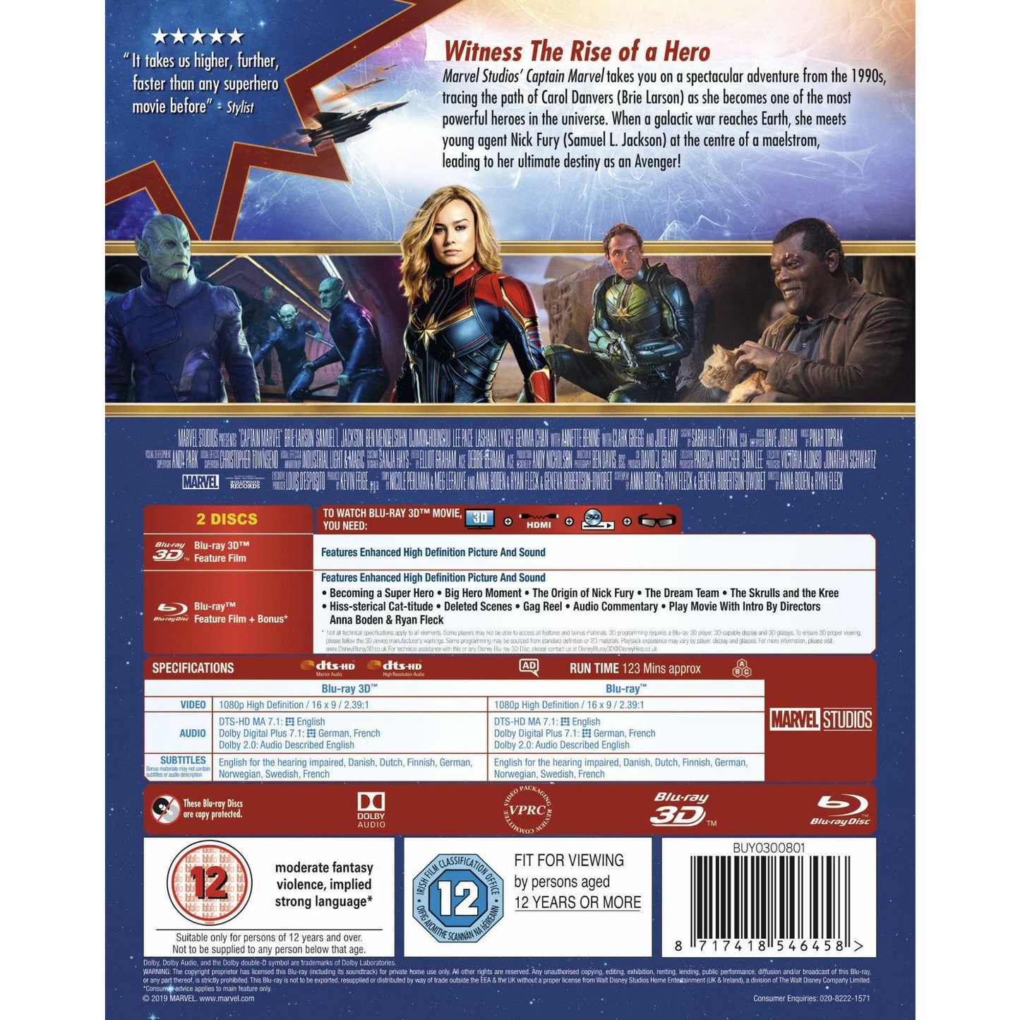 Captain Marvel 3D Blu-ray 3D + Blu-ray  [UK Import]  Sans région VF