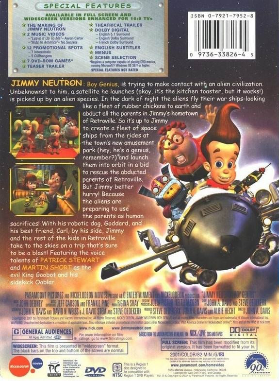 Jimmy Neutron : Boy Genius DVD  Paramount Collection  2002___Région 1 __  VF