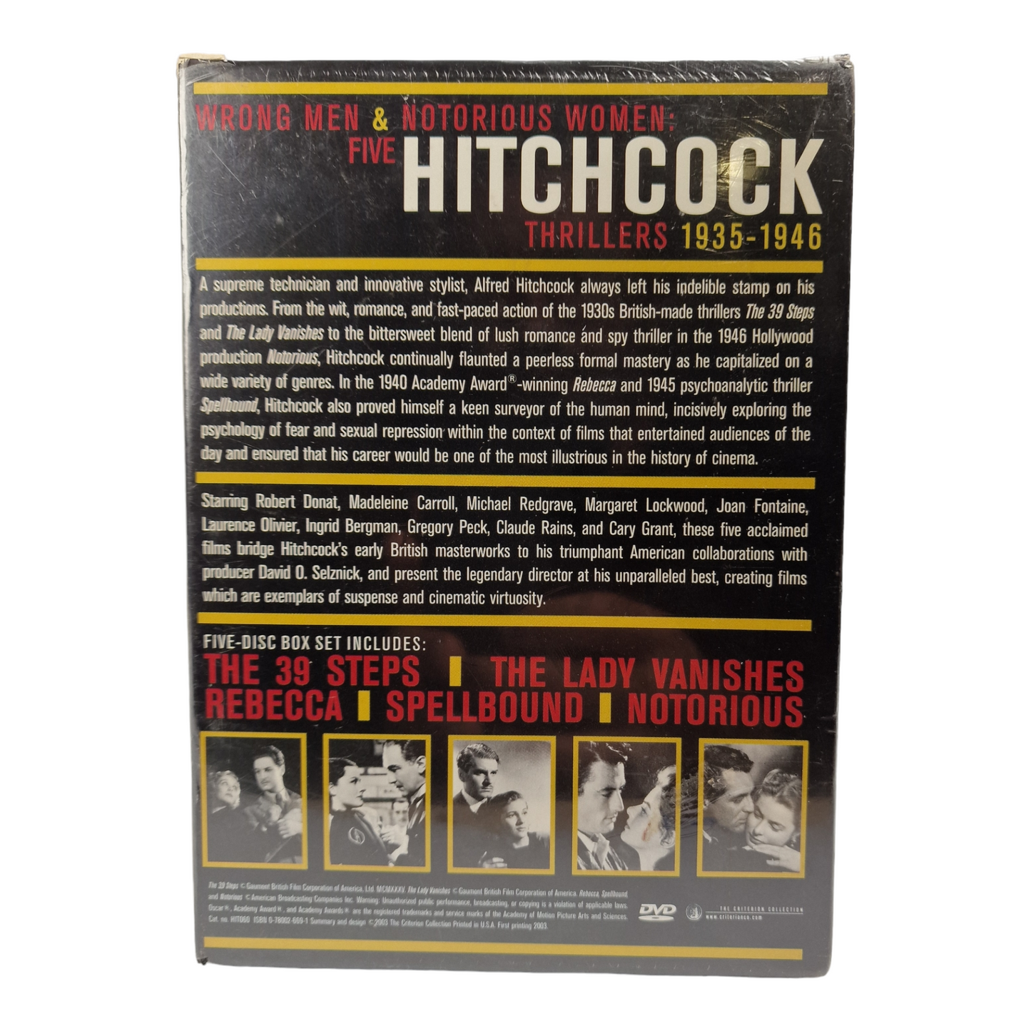 Hitchcock La collection Criterion DVD X 5___ 1935-1946   Zone 1 VO