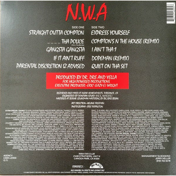 N.W.A* – Straight Outta Compton (Back To Black)  Vinyle, LP, Album