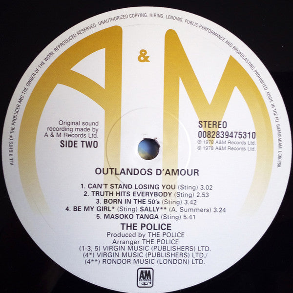 The Police – Outlandos D'Amour (Back To Black)   Vinyle, LP, Album