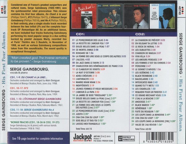 Serge Gainsbourg - Ses quatre premiers albums  2X  CD , Compilation